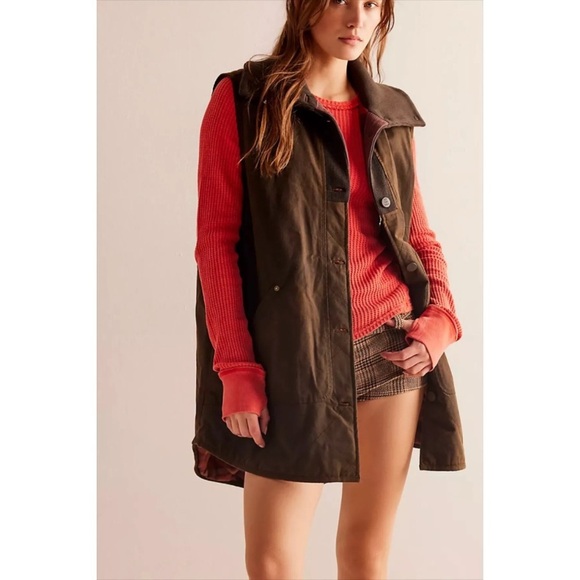 We The Free Benny Waxed Flannel Quilted Vest Sz M